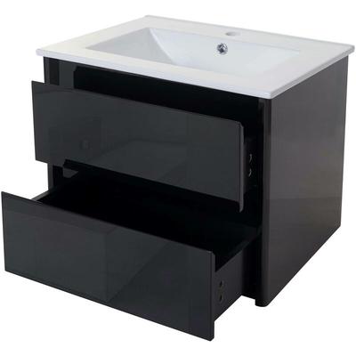 Neuwertig] Waschbecken + Unterschrank HHG 614, Waschbecken Waschtisch Badezimmer, hochglanz 50x60cm Image