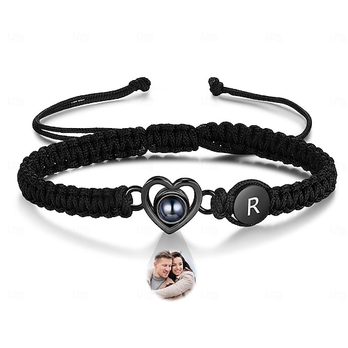 Personalisierte Foto-Projektionsarmbänder das beste Geschenk für Mama Hochzeitsgeschenk für Liebende mit anpassbarer Foto- und Buchstaben-Einlage Image