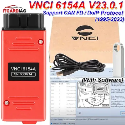 2024 VNCI 6154A with USB Support CAN FD DOIP Protocol Work Latest Software Wi-Fi Original Driver for