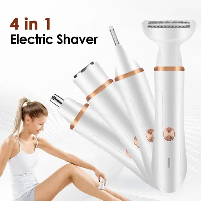 4 In 1 Painless Lady Shaver Rechargeable Epilator Electric Razor For Women Nose Hair Trimmer Body