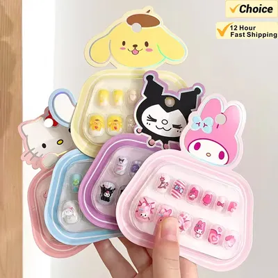 New Sanrio Kids Nail Sticker Cute Hello Kitty Cinnamoroll Kuromi Children Self Adhesive Nail Patch