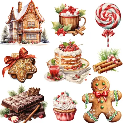 16Pcs/Pack Christmas Dessert Gingerbread House Sticker DIY Craft Scrapbooking Album Junk Journal