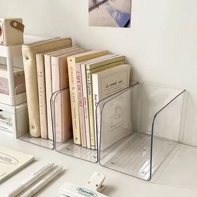 Portable Acrylic Book Stand Transparent Free Combination Bookshelf U-shaped Book Folder Desk Storage