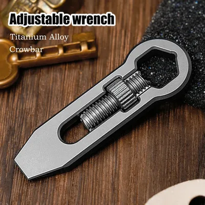 10g Creative Mini Titanium Alloy Crowbar Multi-function Adjustable Spanner Keychain Necklace Pendant