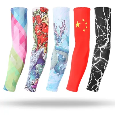 Sunscreen Running Arm Sleeves Plus Size Cooling Cycling Cuff Sport Fishing Arm Cover Warmer Print