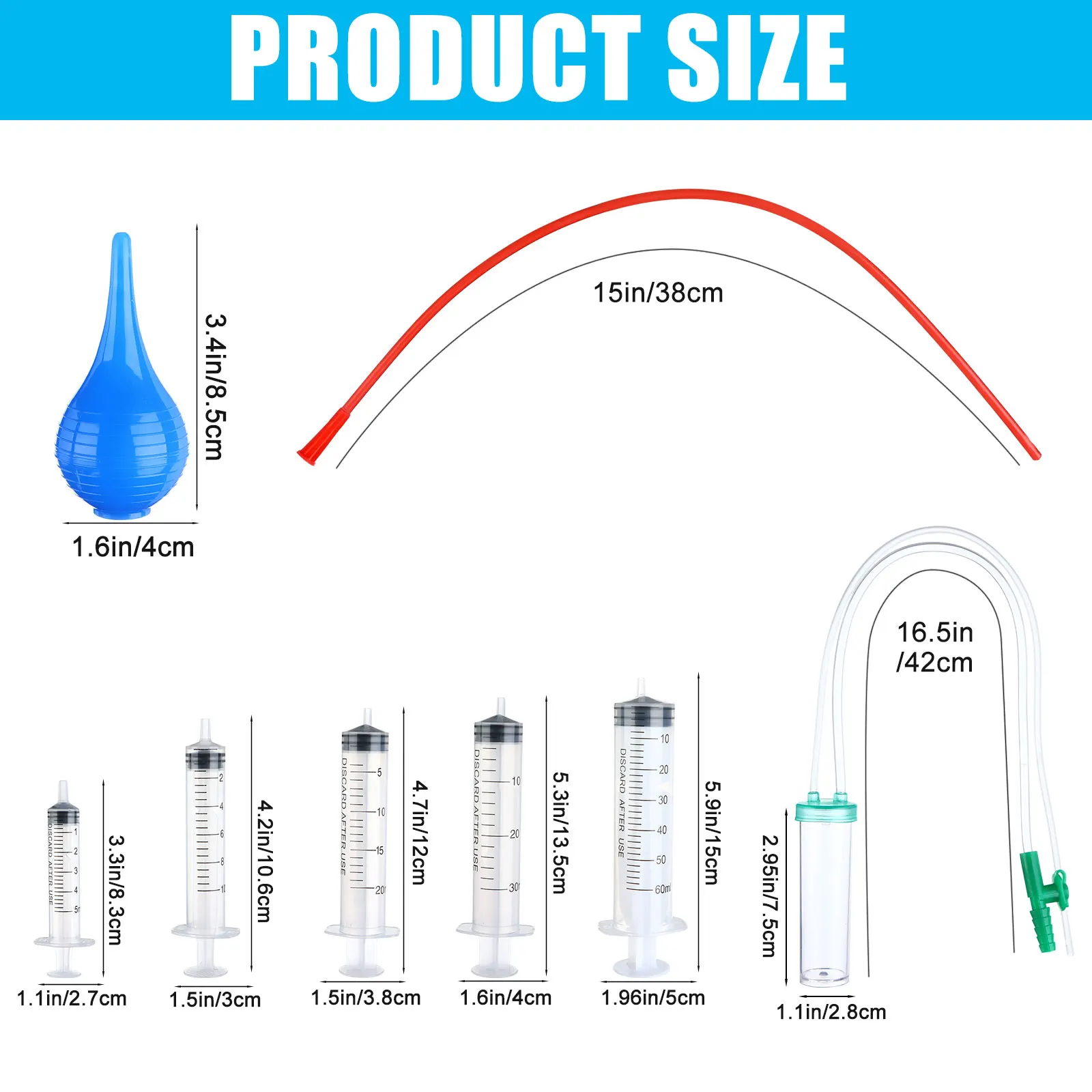 11 Pcs Puppy Kitten Feeding Tube Kit Includes 5 Pcs Kitten Feeding Syringe 5 ML 10 ML 20 ML 30 ML 60 ML 4 Pcs 8 FR Red Feeding