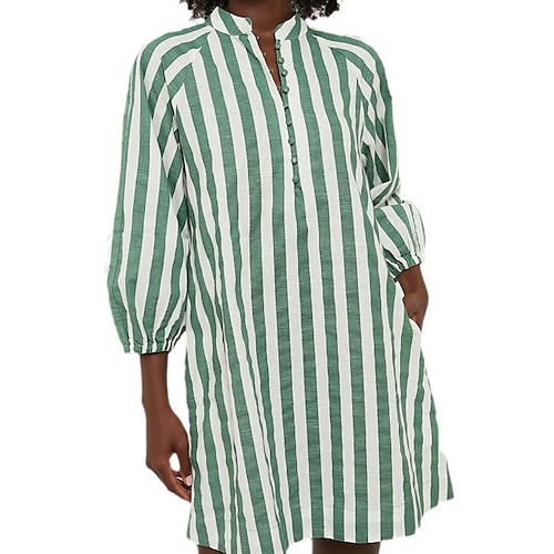 Per donna Mini abito Abito chemisier Abito casual Abito estivo Moda Informale Da mare Giornaliero Appuntamento Standard Banda Manica a 3/4 A V Rosa Verde Estate Primavera