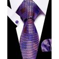 set da uomo con cravatta e fazzoletto da taschino in seta a quadri viola – elegante e raffinato, perfetto per matrimoni, occasioni aziendali e formali