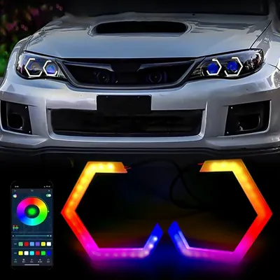 2PCS 12V/24V 60MM 70MM 80MM 90MM Hexagon LED Angel Eyes Headlight Halo Rings RGB Bluetooth APP