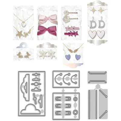 3pcs Jewelry Display Card Cutting Die Earrings Necklace Hairpin Bracelet Display Card Metal Die Cuts