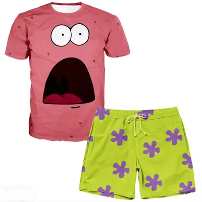 MINISO SpongeBob SquarePants Set Shirt Casual Fashion Fast Drying Breathable Loose Children's