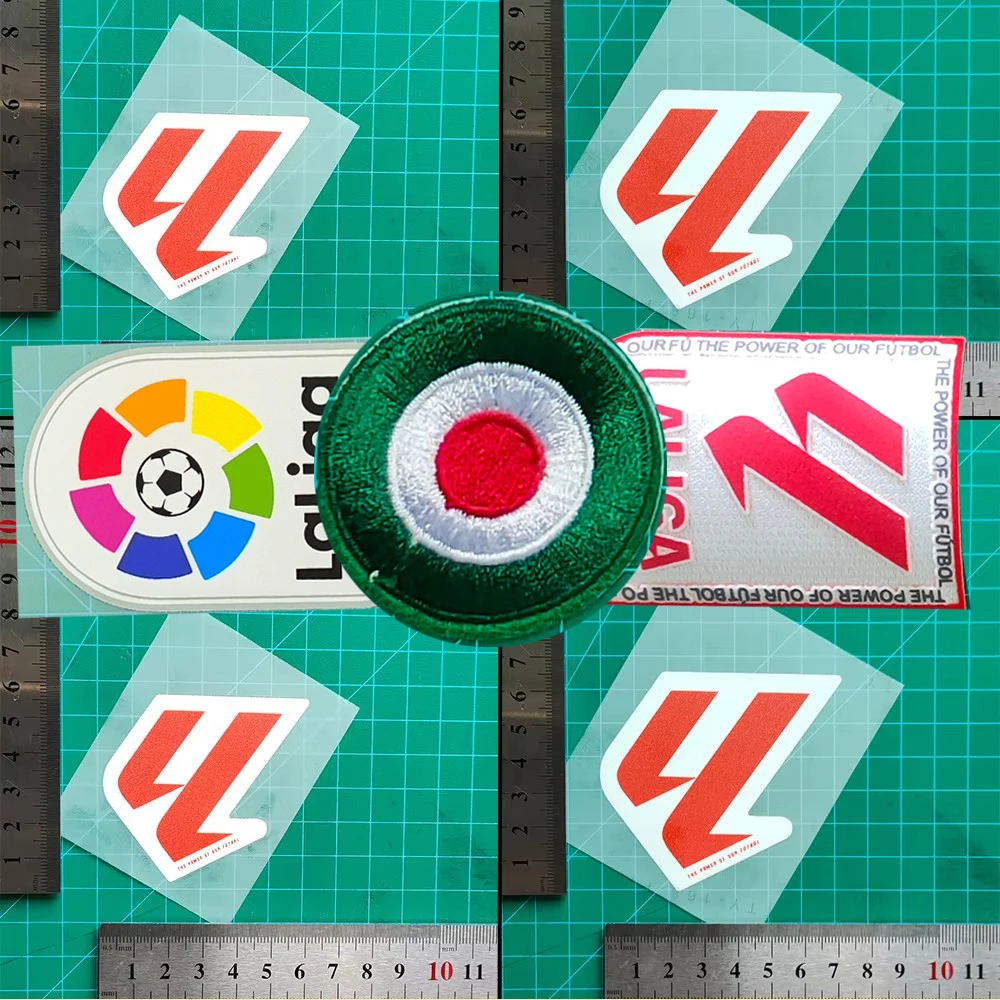 L aLiGa Soccer Patches Plastic iron on with Glue for 2023/24 and 2024/25 Small circle letter armband Soccer Badges Heat transfer