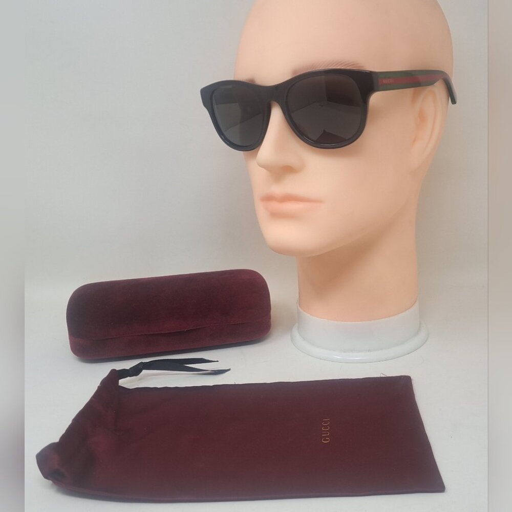 Gucci Accessories | Gucci Men's Sunglasses Black Green Polarized Rectangle Gg0003s 52mm 52-21-145 | Color: Black/Green/Red/Tan | Size: Os