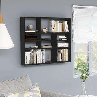 TEMU Wall Shelf Black 90x16x78 Cm Made Of Wood Image
