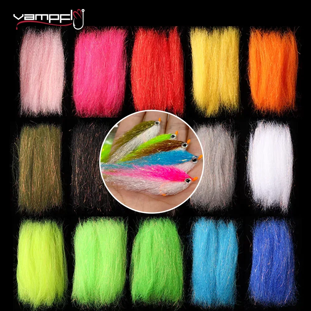 Vampfly 2 Packungen gewellte Slinky-Faser Flash synthetische Streamer-Fasern Fliegenbindematerial für Minnow Streamer Jig Fliegen Forellenköder Image