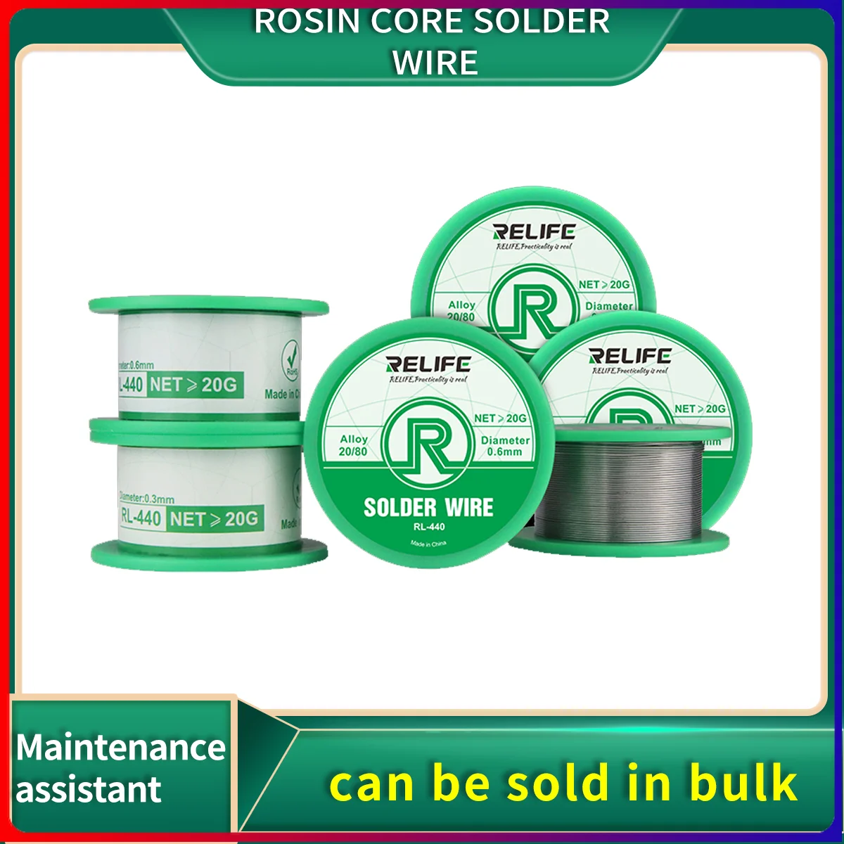RL-440 Original Mechaniker Kolophoniumkern Lötdraht 0,3 mm 0,4 mm 0,5 mm 0,6 mm 40 g Low Melting Point Löten Zinn BGA Schweißwerkzeuge Image