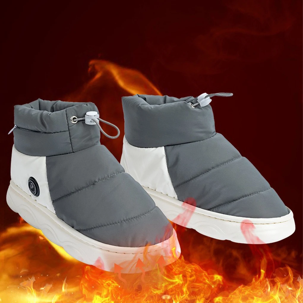 Unisex Electric Heating Slippers with 3 Heating Levels Women Men Warm Snow Boots Rechargeable for Indoor House Home Office