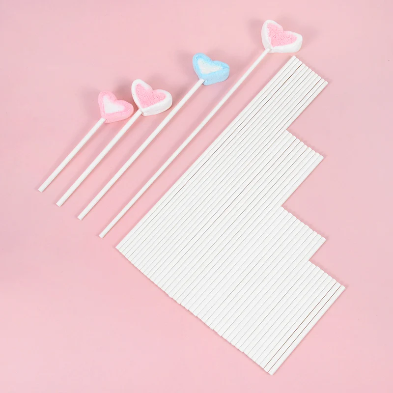 100pcs 8/10/15/20cm weißes festes Kern papier Lutscher Stick Kuchen Pop Sticks für Praline Lolly pop DIY Back zubehör Image