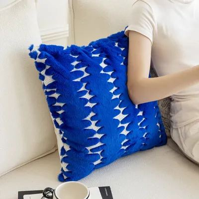 Königsblau Plüsch Kissen bezug Licht Luxus Retro Kissen bezüge dekorative Jacquard Stickerei Image