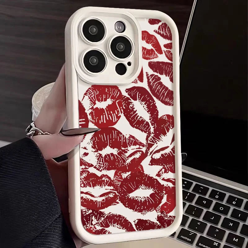 Sexy Mädchen rote Lippen Muster TPU Handyhülle für iPhone 16 15 14 Pro Max 16 15 Plus 13 12 Pro 11 Candy Colo stoßfeste Softcover Image