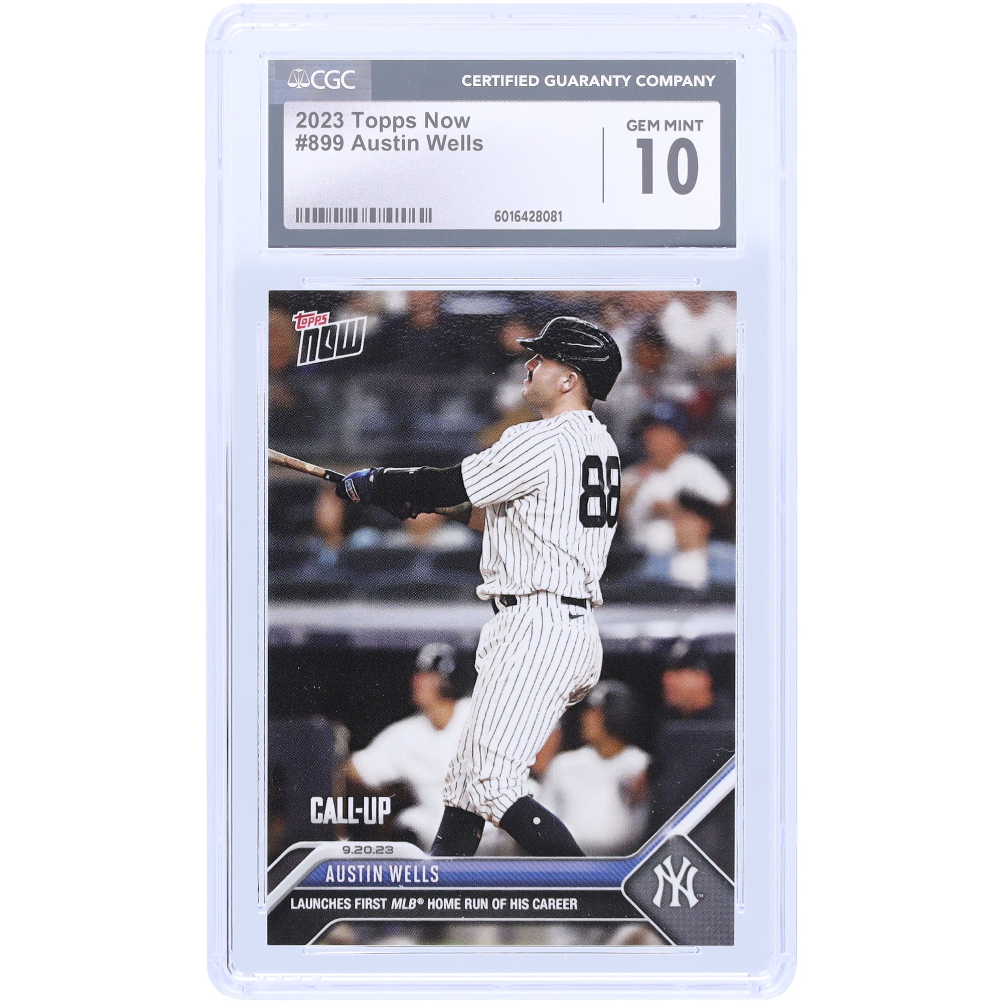 V106832 Yankee Austin Wells New York Yankees 2023 Topps lance maintenant le premier home run MLB de sa carrière #899 CGC Authenticated 10 - No Gender Taille: No Size