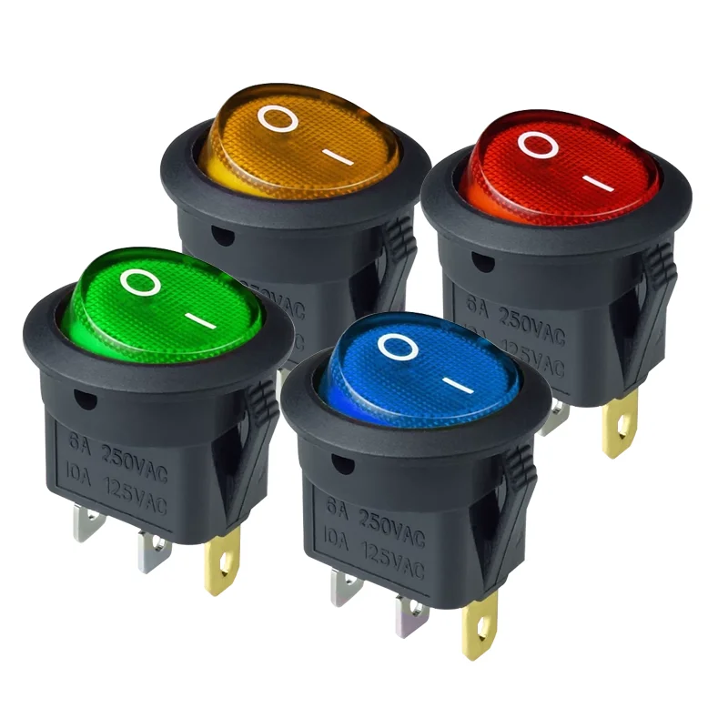 4 Pz 12 V/220 V Led Interruttore 10A 12 V Interruttore Della Luce Interruttore di Alimentazione Auto Luci di Pulsante ON/OFF 3pin Rotondo Interruttore A Bilanciere KCD1
