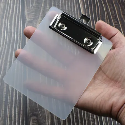 1pc Transparent Clipboard with Hooks Small File Folder Organizer Writing Pad Paper Holder Memo Clip