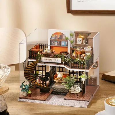 DIY Doll House Wooden Case Miniature Exquisite ornaments Furniture Dollhouse Handmade Cute Shop Toys