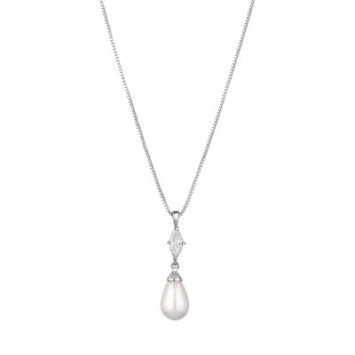 Elli - Muschelkernperle Tropfen Zirkonia Weiß 925 Sterling Silber Ketten 1 ct Damen (49.99 € / 1 ct) Image