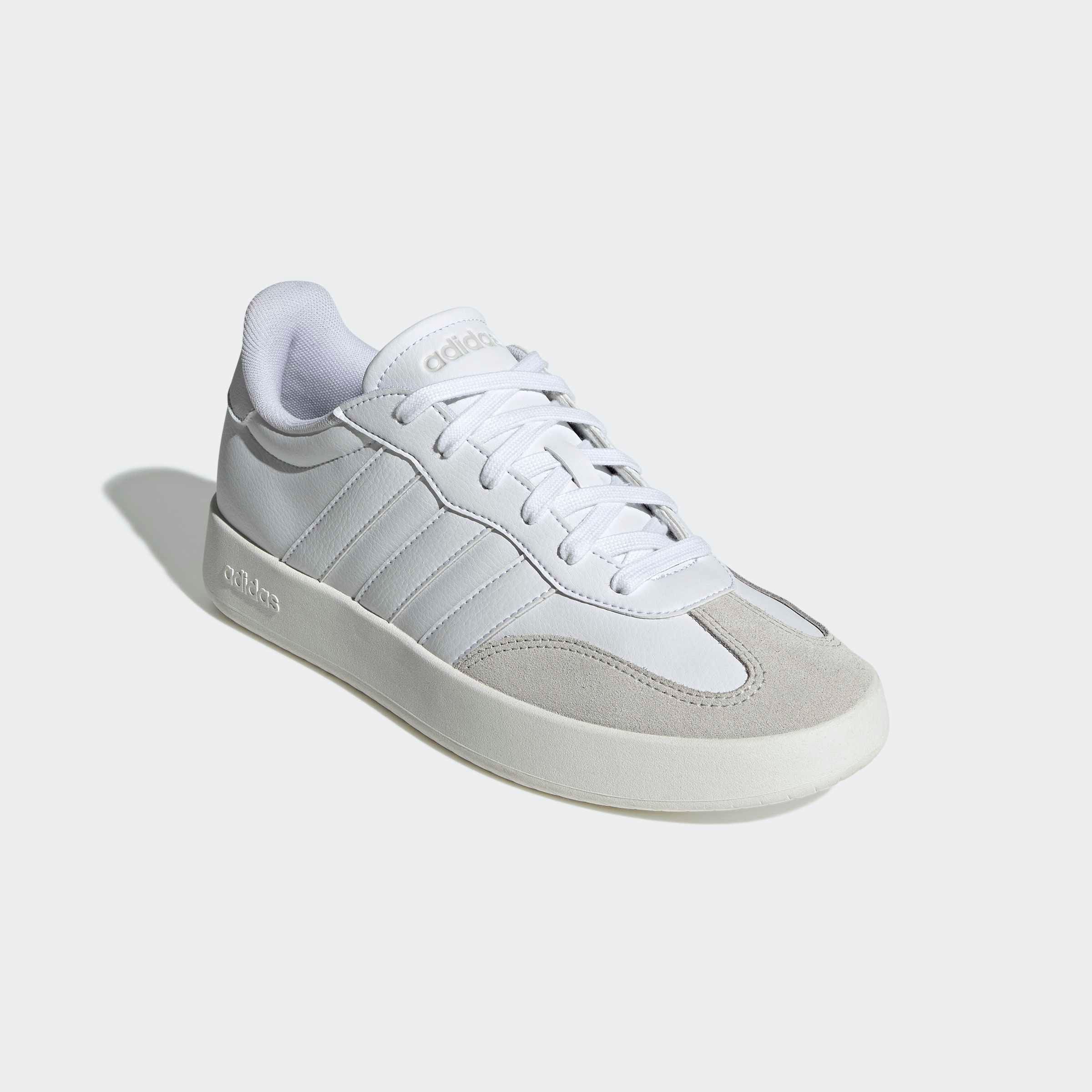 Sneaker ADIDAS SPORTSWEAR "BARREDA", Herren, Gr. 42, weiß (cloud weiß, cloud weiß, grau one), Leder, Synthetik, Schuhe Sneaker, inspiriert vom Design des adidas handball spezial