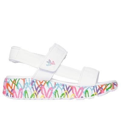Skechers Girl's JGoldcrown: UNO Lite Sandals - Sunny Love | Size 2.0 | White | Synthetic/Textile