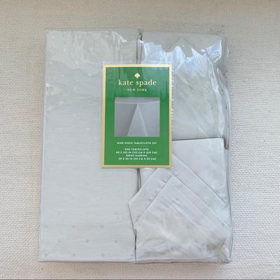 Kate Spade Dining | Kate Spade New York Larabee Dot Tablecloth 9pc Set | Color: Cream/Tan | Size: 60 X 102