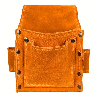 TEMU 1pc Leather Tool Pouch, Tool Belt Bag For Tools, Screws, And Nails, Tool Belt Accessory For Electrician Carpenter Image
