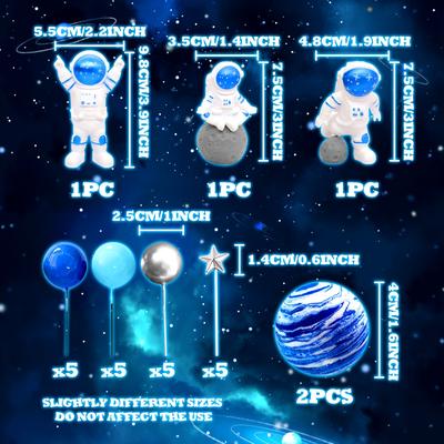 TEMU Laventy Toppers - Astronaut, Rocket, Stars & Planets Resin Cake Decorations For Birthday Parties, Gender Reveals & Showers, Space Party Decorations, Design, Detailed Image