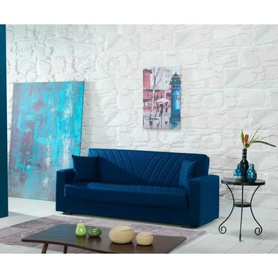 Dmora - Schlafsofa Jorge, Lineares 3-Sitzer-Container-Schlafsofa mit 2 Kissen inklusive, Image
