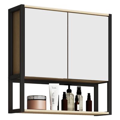 Badspiegel VCM "VCM Badschrank zeitlos Maße ca. H. 60 x B. 60 x T. 17 cm ausreichend Stauraum Spiegelschrank - Edino 60 x 60 cm" Gr. 60, honig, eiche, B:60cm H:60cm T:17cm, Metall, Holzwerkstoff, Spiegel Image