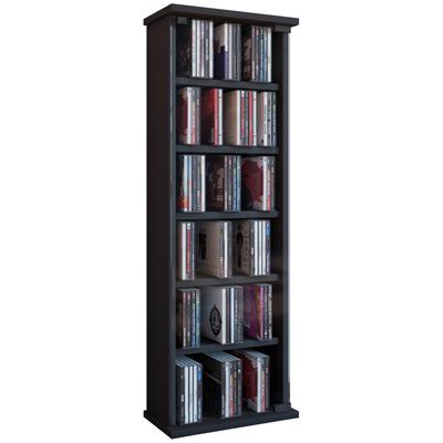 Media-Regal VCM "Holz CD DVD Stand Regal Schrank Vetro Glastür" Gr. 31, schwarz, B:31cm H:92cm T:18cm, Holzwerkstoff, Ho