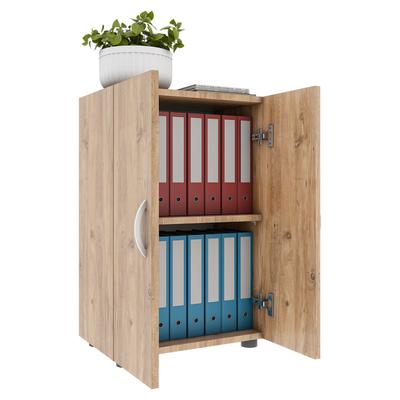 Aktenschrank VCM "Büroschrank Bücher Ordner Aktenschrank Ulas 2fach" Gr. 49, honig, eiche, B:49cm H:74cm T:34cm, Obermat