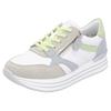 Plateausneaker REMONTE, Damen, Gr. 38, weiß (weiß, pastell), Leder, Lederimitat, kontrastfarbene Details, sportlich, Schuhe, Freizeitschuh, Halbschuh, Schnürschuh mit loser Soft-Einlage