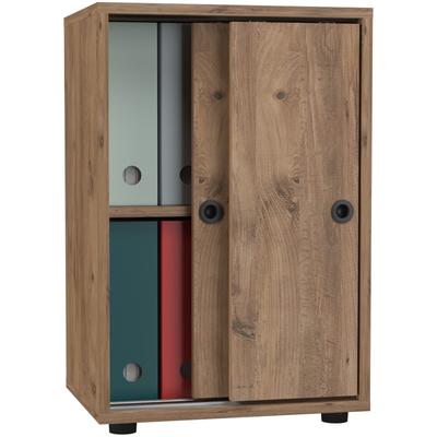 Aktenschrank VCM "Büroschrank Schiebetüren Aktenschrank Ulas 2fach" Gr. 49, honig, eiche, B:49cm H:74cm T:38cm, Obermate