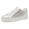 Plateausneaker MARCO TOZZI, Damen, Gr. 41, grau (hellgrau kombiniert), Lederimitat, sportlich, Schuhe, Freizeitschuh, Halbschuh, Schnürschuh mit unterlegtem Lochmuster