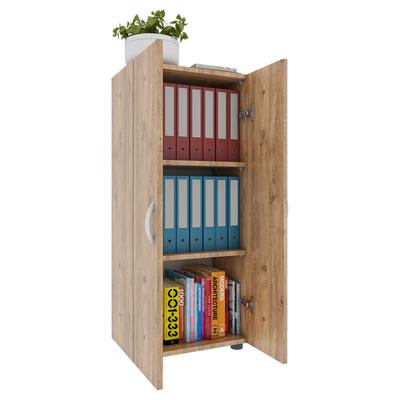 Aktenschrank VCM "Büroschrank Bücher Ordner Aktenschrank Ulas 3fach" Gr. 49, honig, eiche, B:49cm H:108cm T:34cm, Oberma