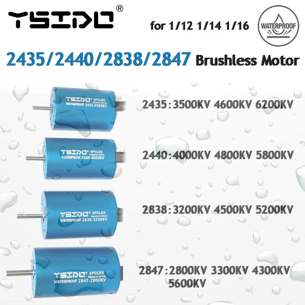 RC Motor 2435/2440/2838/2847 Waterproof Brushless Motor for Wltoys124016 Remo Hobby XLH Timaya Redcat 1/12 1/14 1/16 RC Boat Car