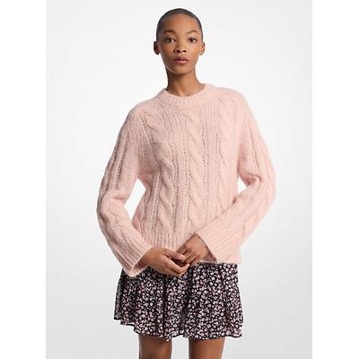 Michael Kors Cable Knit Nylon and Alpaca Blend Sweater Pink S