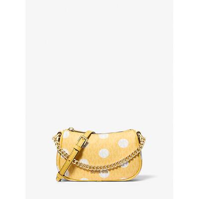 Michael Kors Carmela Small Polka Dot and Signature Logo Pochette Yellow One Size