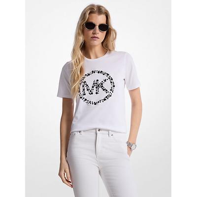 Michael Kors Embellished Logo Cotton T-Shirt White S