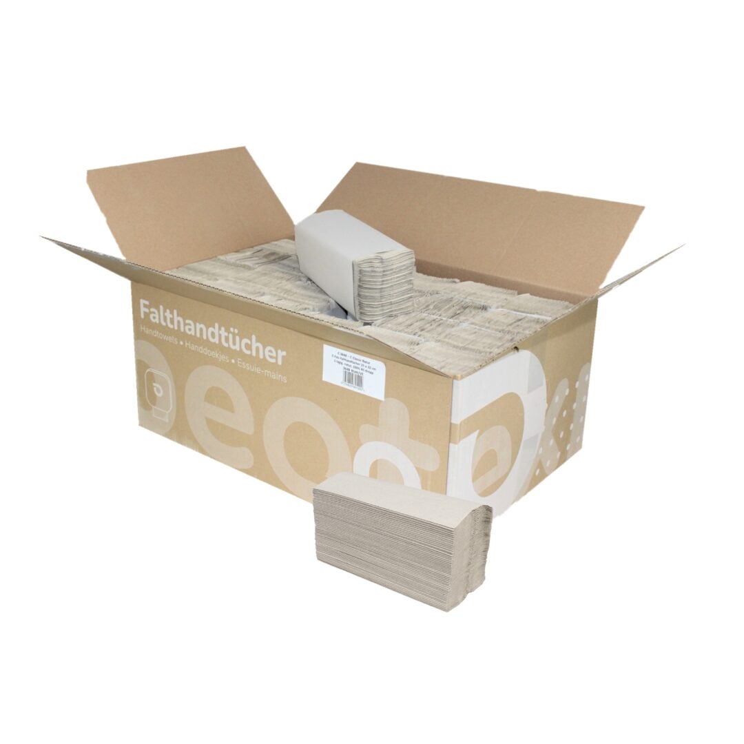 Papierhandtücher Huchtemeier, C-Falz, 100% Recycling, 1-lagig, 3648 Tücher im Karton, 24,5x32 cm Image