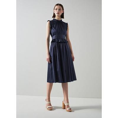 Issy Navy Stretch Cotton Dress, Spring Navy