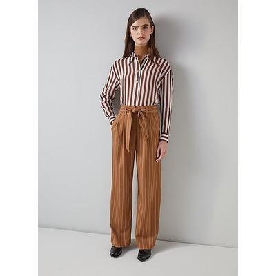 Ellis Cognac Multi Stripe Fluid Trouser, Brown