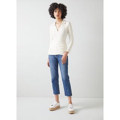 Saskia Cream Wrapover Top with LENZING ECOVERO viscose, Ivory